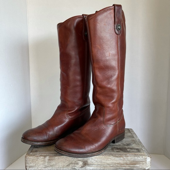 FRYE Cognac Melissa Button Boots/Booties - Picture 2 of 16